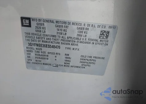 2014 Cadillac Srx Luxury Collection z USA, uszkodzony, nr VIN 3GYFNEE36ES548476